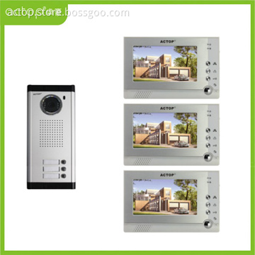 Wired Memory Video Intercom System for 3-apartments